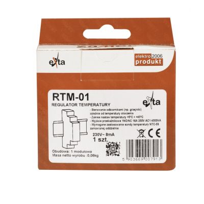 Regulator temperatury RTM-01 5-40stC bez sondy 230V AC ZAMEL (EXT10000114-WPL)